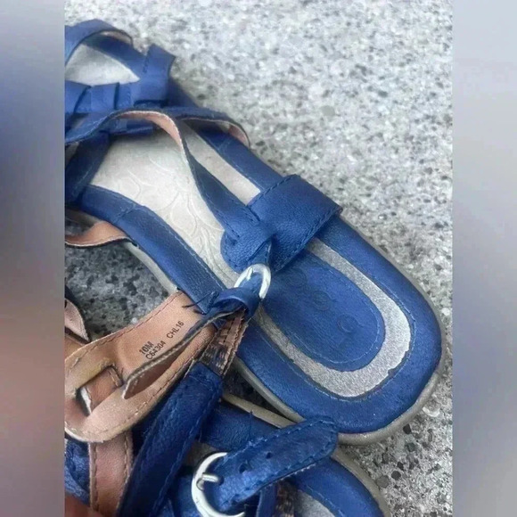 b.o.c. Sandals Women 10M Blue Faux Leather Strappy Adjustable Slingback Open Toe - Picture 2 of 5